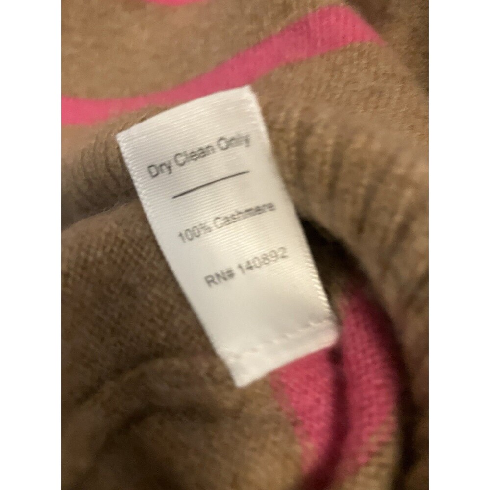 Marine Layer Harper Cashmere Sweater Womens Medium Brown Pink Striped crewneck - Picture 3 of 5